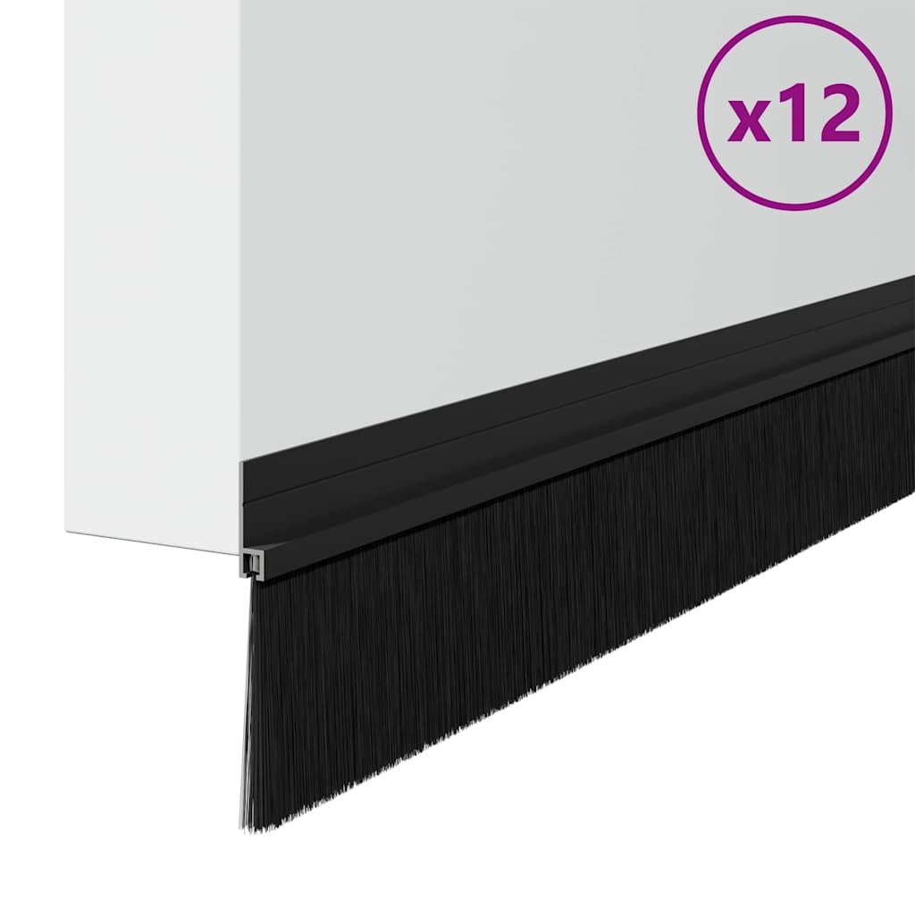 VidaXL Zelfklevende Deurborstels 12 pcs Zwart 100 cm