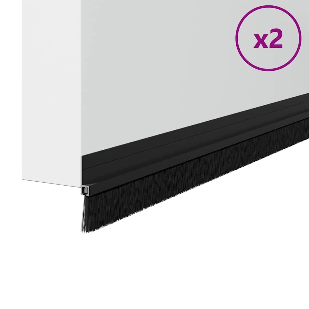 VidaXL Zelfklevende Deurborstels 2 pcs Zwart 100 cm Aluminium Legering