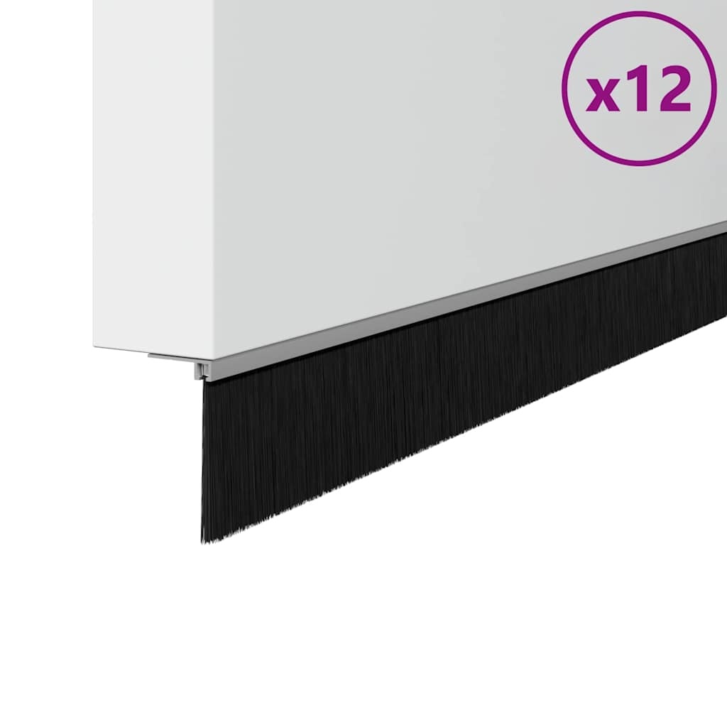 VidaXL Schroefbare Deurborstelafsluitingen 12 pcs Zilver 100 cm