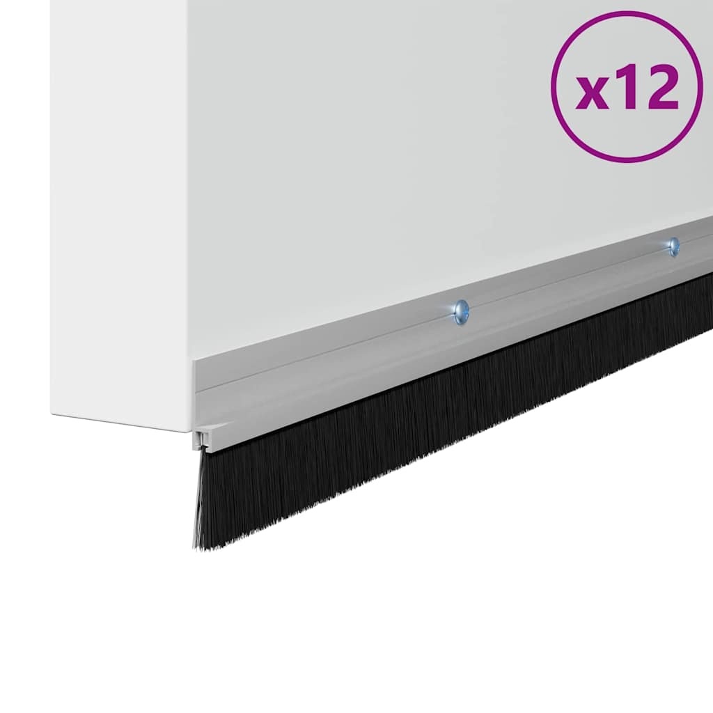 VidaXL Schroefbare Deurborstelafsluitingen 12 pcs Zilver 100 cm