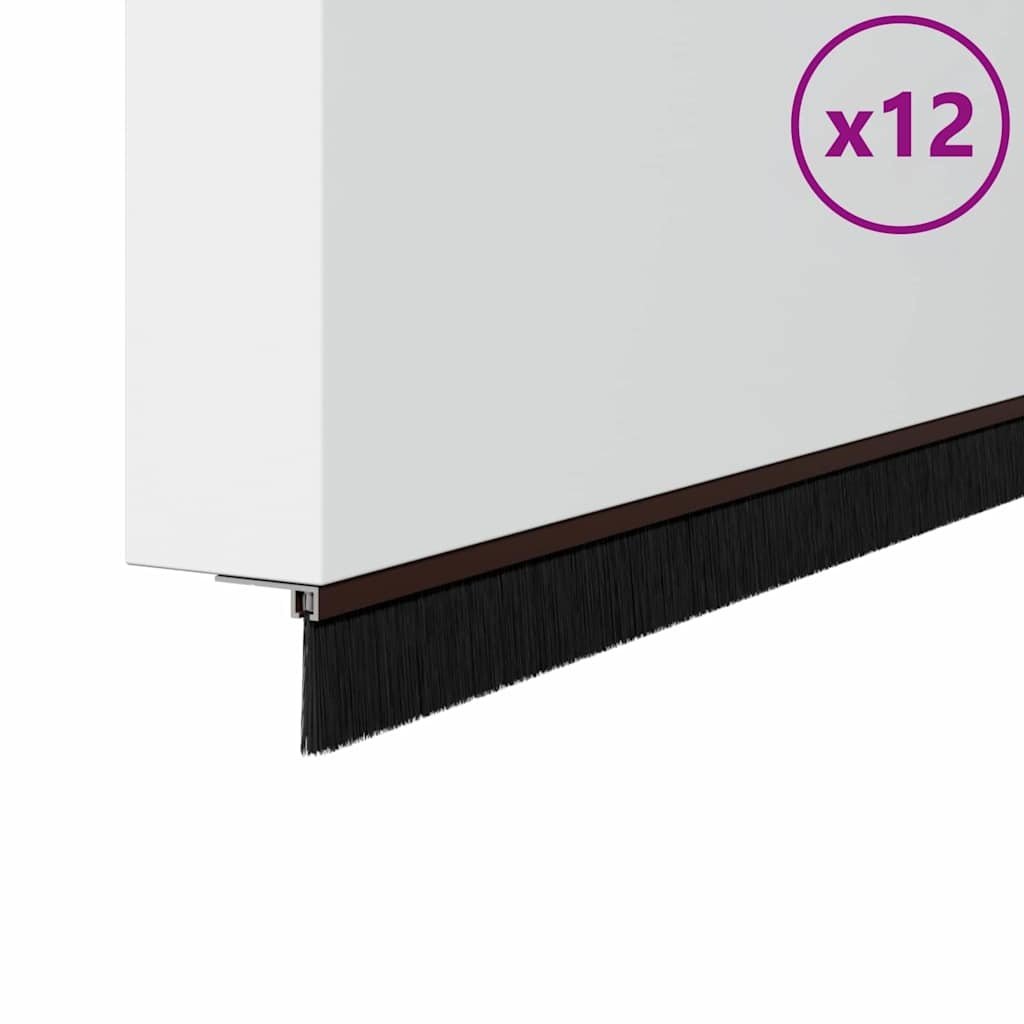 VidaXL Schroefbare Deurborstelafsluitingen 12 pcs Bruin 100 cm
