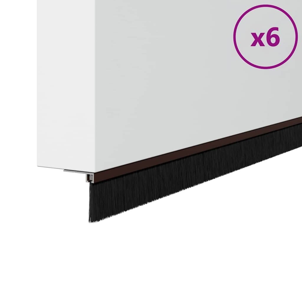 VidaXL Schroefbare Deurborstelafsluitingen 6 pcs Bruin 100 cm