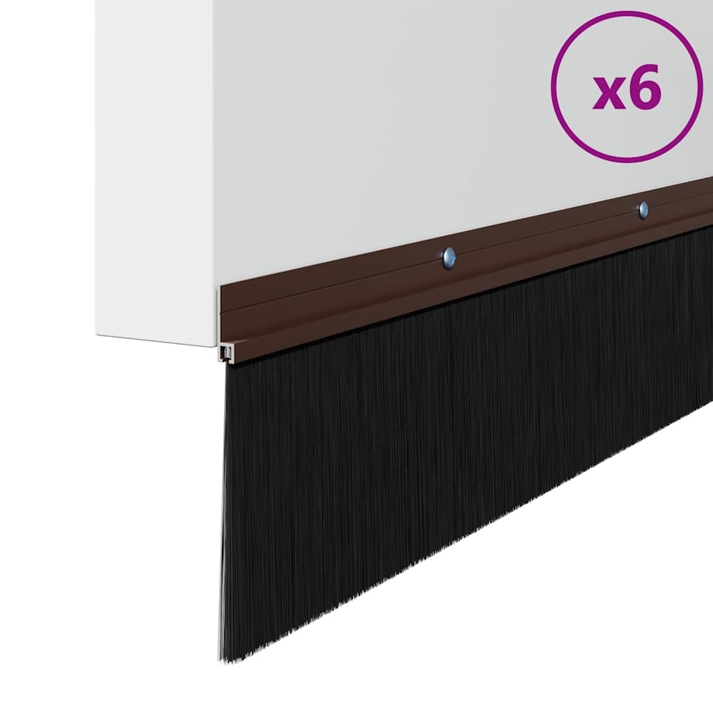 VidaXL Schroefbare Deurborstelafsluitingen 6 pcs Bruin 100 cm