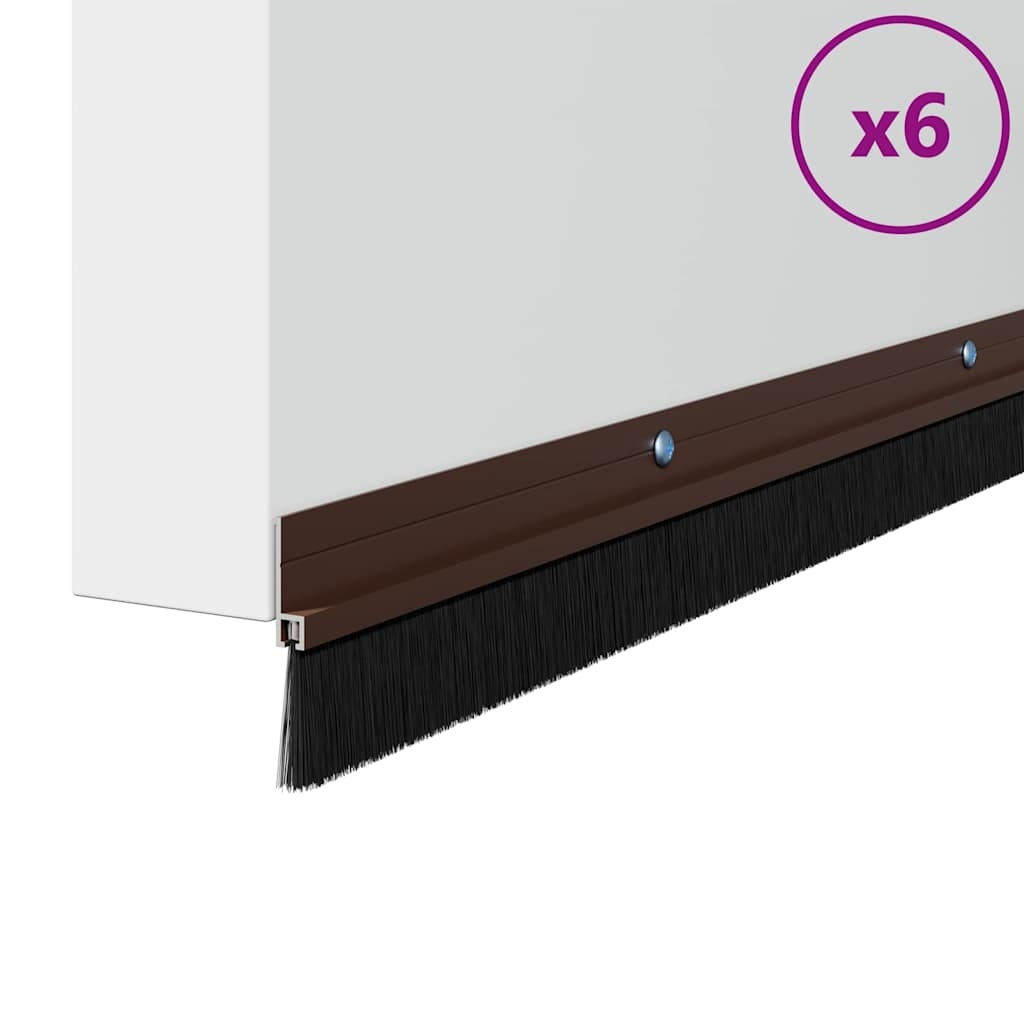 VidaXL Schroefbare Deurborstelafsluitingen 6 pcs Bruin 100 cm