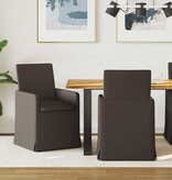 VidaXL Eetstoelen met wielen 2 pcs Donkergrijs 57 x 67 x 95 cm Linnen