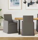 VidaXL Eetstoelen met wielen 2 pcs Lichtgrijs 57 x 67 x 95 cm Linnen