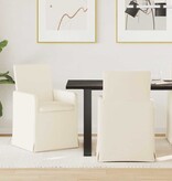 VidaXL Eetstoelen met wielen 2 pcs Beige 57 x 67 x 95 cm Linnen