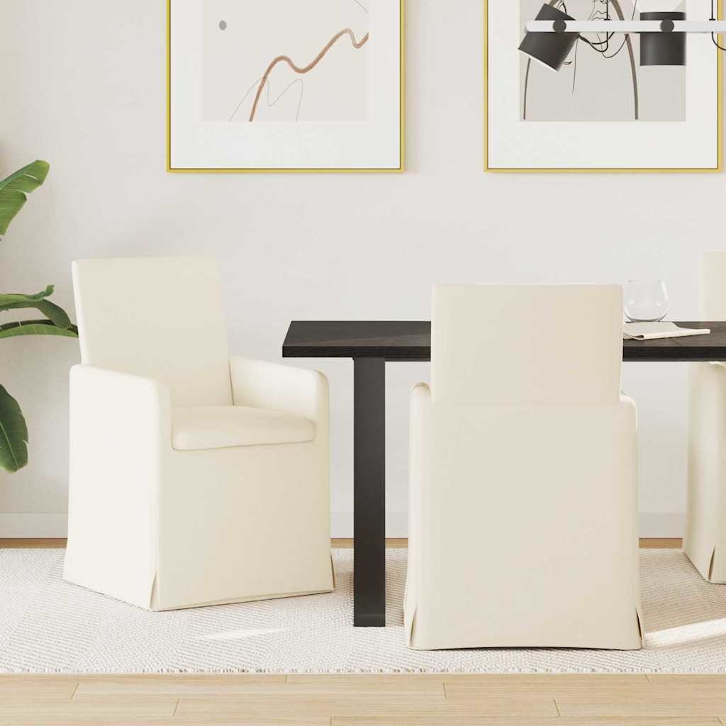 VidaXL Eetstoelen met wielen 2 pcs Beige 57 x 67 x 95 cm Linnen