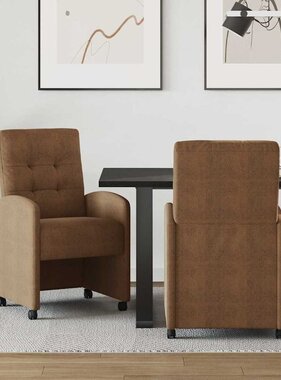 VidaXL Eetstoelen 2 pcs Bruin 57 x 67 x 98 cm Faux suede leer