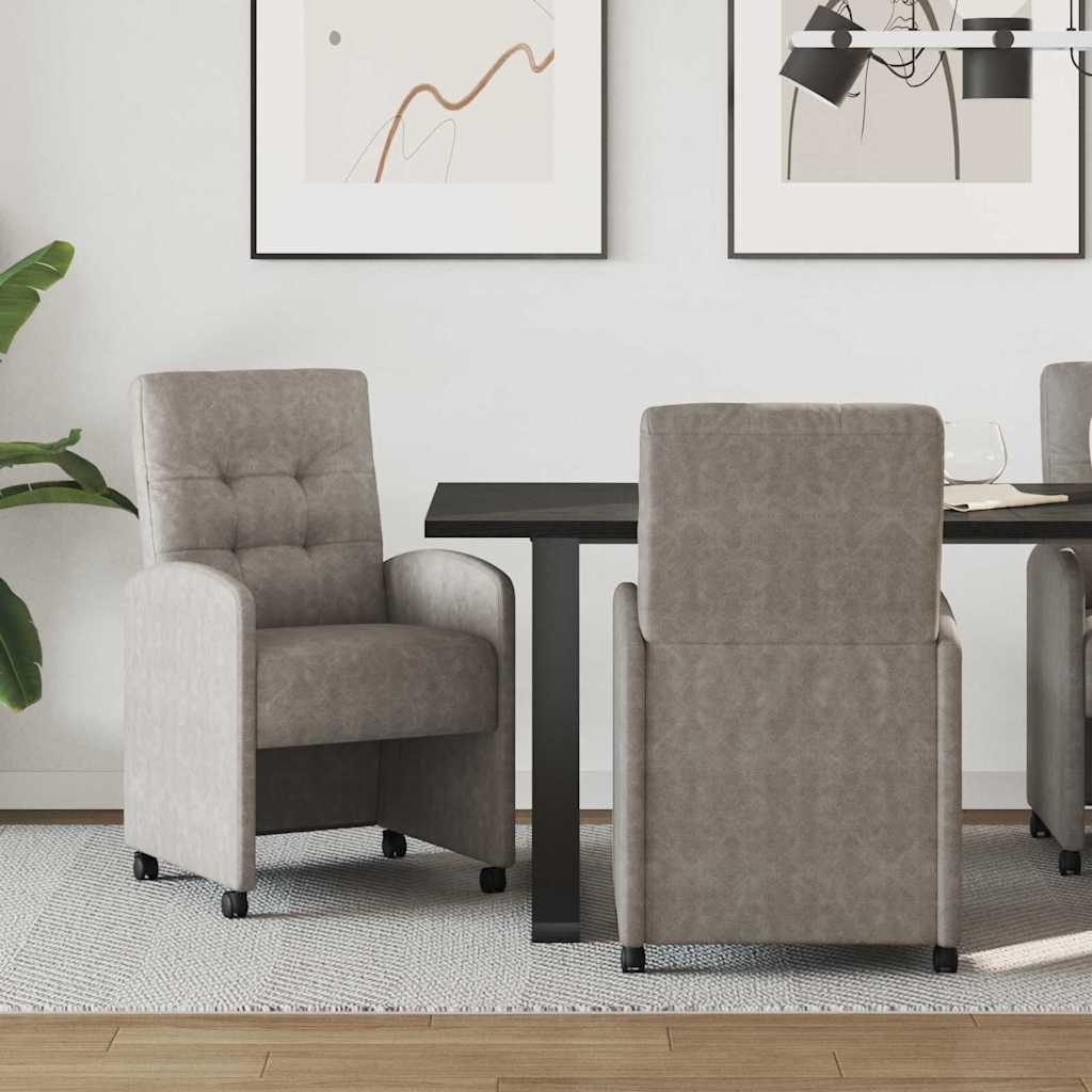VidaXL Eetstoelen met wielen 2 pcs Grijs 57 x 67 x 98 cm Kunstleer