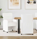 VidaXL Eetstoelen met wielen 2 pcs Wit 58 x 65 x 98 cm Kunstleer