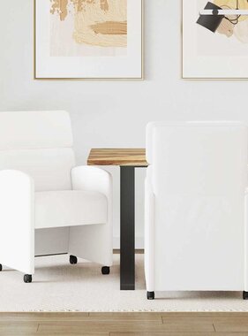 VidaXL Eetstoelen met wielen 2 pcs Wit 58 x 65 x 98 cm Kunstleer