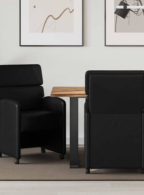 VidaXL Eetstoelen met wielen 2 pcs Zwart 58 x 65 x 98 cm Kunstleer