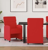 VidaXL Eetstoelen met wielen 2 pcs Rood 58 x 65 x 98 cm Kunstleer