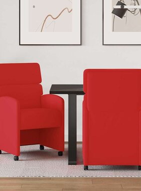 VidaXL Eetstoelen met wielen 2 pcs Rood 58 x 65 x 98 cm Kunstleer