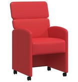 VidaXL Eetstoelen met wielen 2 pcs Rood 58 x 65 x 98 cm Kunstleer