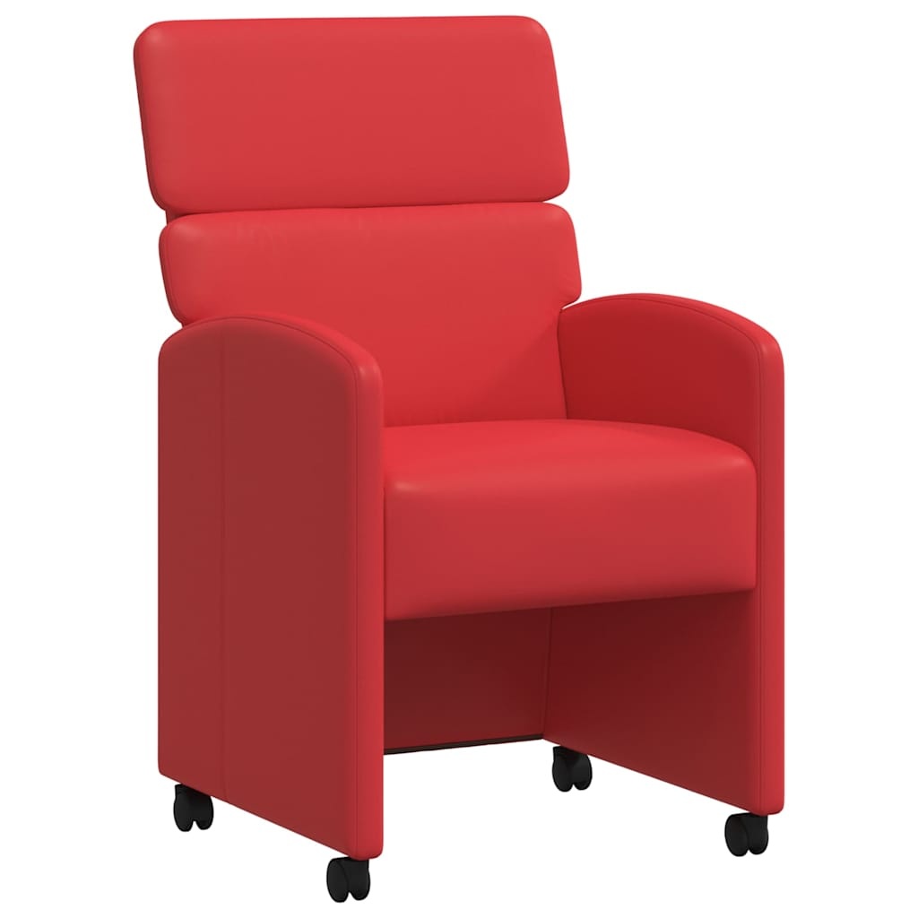 VidaXL Eetstoelen met wielen 2 pcs Rood 58 x 65 x 98 cm Kunstleer