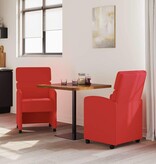 VidaXL Eetstoelen met wielen 2 pcs Rood 58 x 65 x 98 cm Kunstleer