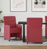 VidaXL Eetstoelen met wielen 2 pcs Wijnrood 58 x 65 x 98 cm Kunstleer