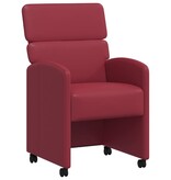 VidaXL Eetstoelen met wielen 2 pcs Wijnrood 58 x 65 x 98 cm Kunstleer
