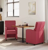 VidaXL Eetstoelen met wielen 2 pcs Wijnrood 58 x 65 x 98 cm Kunstleer