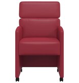 VidaXL Eetstoelen met wielen 2 pcs Wijnrood 58 x 65 x 98 cm Kunstleer