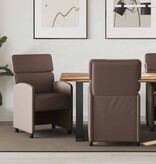 VidaXL Eetstoelen met wielen 2 pcs Bruin 58 x 65 x 98 cm Kunstleer