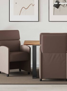 VidaXL Eetstoelen met wielen 2 pcs Bruin 58 x 65 x 98 cm Kunstleer