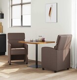 VidaXL Eetstoelen met wielen 2 pcs Bruin 58 x 65 x 98 cm Kunstleer