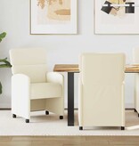 VidaXL Eetstoelen met wielen 2 pcs Crème 58 x 65 x 98 cm Kunstleer