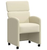 VidaXL Eetstoelen met wielen 2 pcs Crème 58 x 65 x 98 cm Kunstleer