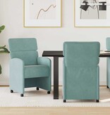 VidaXL Eetstoelen met wielen 2 pcs Zeegroen 58 x 65 x 98 cm Fluweel