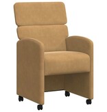 VidaXL Eetstoelen met wielen 2 pcs Bruin 58 x 65 x 98 cm Fluweel
