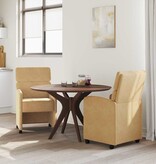 VidaXL Eetstoelen met wielen 2 pcs Bruin 58 x 65 x 98 cm Fluweel