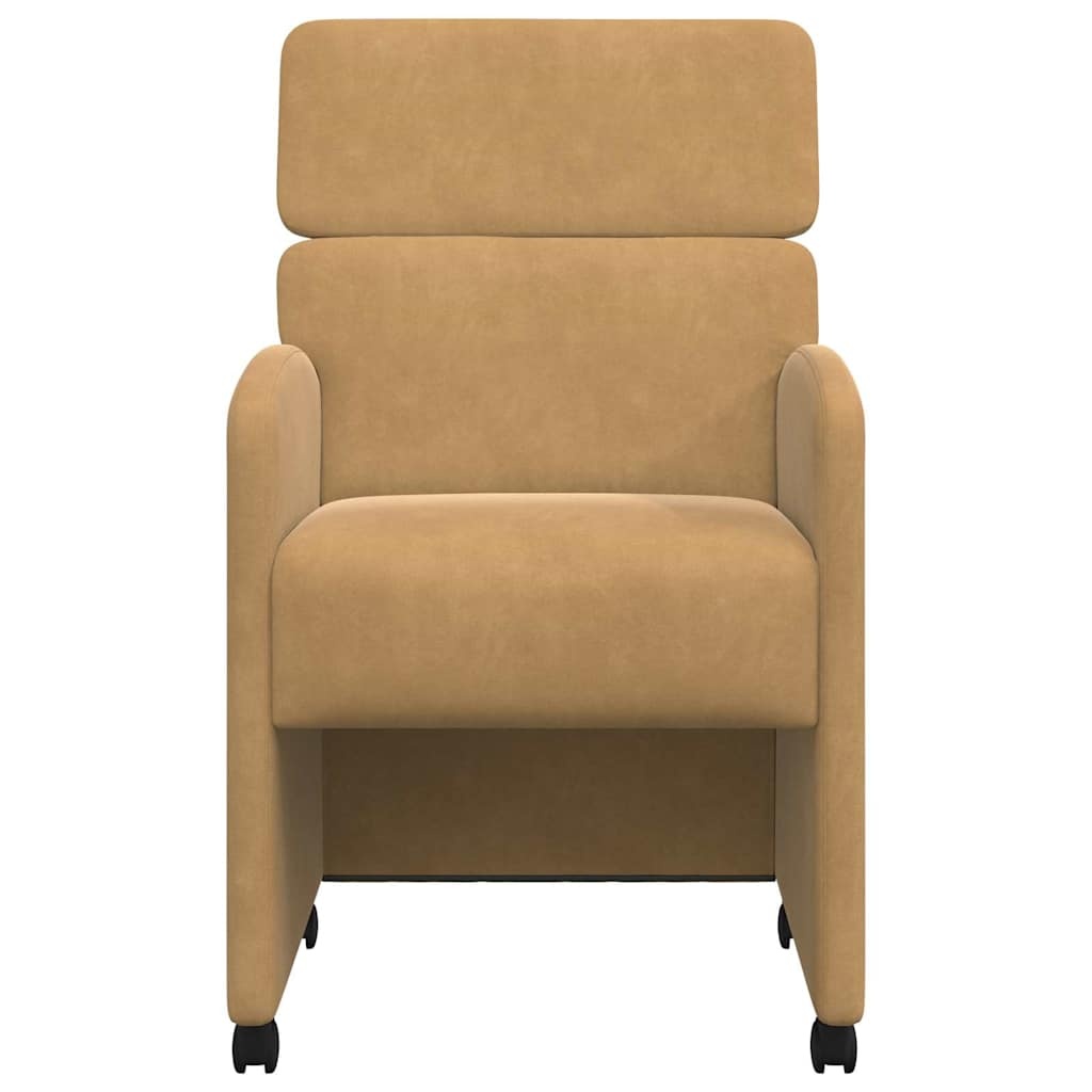 VidaXL Eetstoelen met wielen 2 pcs Bruin 58 x 65 x 98 cm Fluweel