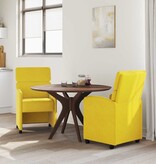 VidaXL Eetstoelen met wielen 2 pcs Geel 58 x 65 x 98 cm Fluweel