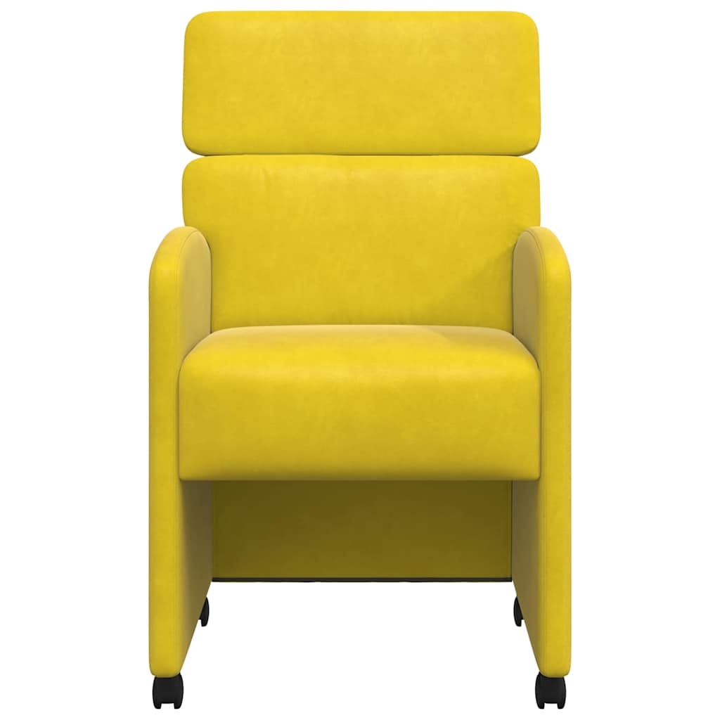 VidaXL Eetstoelen met wielen 2 pcs Geel 58 x 65 x 98 cm Fluweel