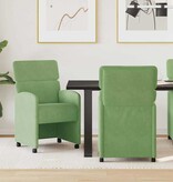 VidaXL Eetstoelen met wielen 2 pcs Lichtgroen 58 x 65 x 98 cm Fluweel