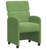 VidaXL Eetstoelen met wielen 2 pcs Lichtgroen 58 x 65 x 98 cm Fluweel