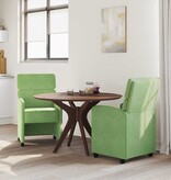 VidaXL Eetstoelen met wielen 2 pcs Lichtgroen 58 x 65 x 98 cm Fluweel