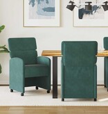 VidaXL Eetstoelen met wielen 2 pcs Donkergroen 58 x 65 x 98 cm Fluweel