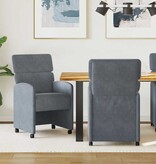 VidaXL Eetstoelen met wielen 2 pcs Donkergrijs 58 x 65 x 98 cm Fluweel