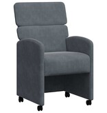 VidaXL Eetstoelen met wielen 2 pcs Donkergrijs 58 x 65 x 98 cm Fluweel