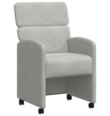 VidaXL Eetstoelen met wielen 2 pcs Lichtgrijs 58 x 65 x 98 cm Fluweel