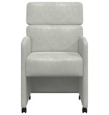 VidaXL Eetstoelen met wielen 2 pcs Lichtgrijs 58 x 65 x 98 cm Fluweel