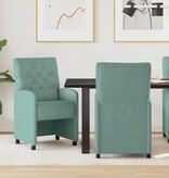 VidaXL Eetstoelen met wielen 2 pcs Zeegroen 58 x 67 x 97 cm Fluweel
