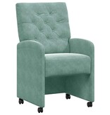 VidaXL Eetstoelen met wielen 2 pcs Zeegroen 58 x 67 x 97 cm Fluweel