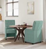 VidaXL Eetstoelen met wielen 2 pcs Zeegroen 58 x 67 x 97 cm Fluweel