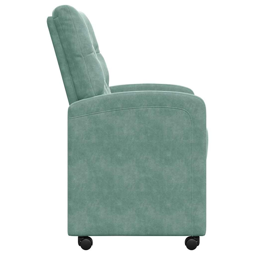 VidaXL Eetstoelen met wielen 2 pcs Zeegroen 58 x 67 x 97 cm Fluweel