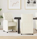 VidaXL Eetstoelen met wielen 2 pcs Crème 58 x 67 x 97 cm Fluweel